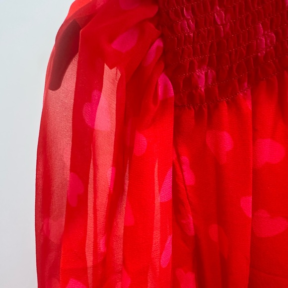 Kate Spade 100% Silk Heart Sheer-Sleeve Midi Dress - Picture 9 of 13